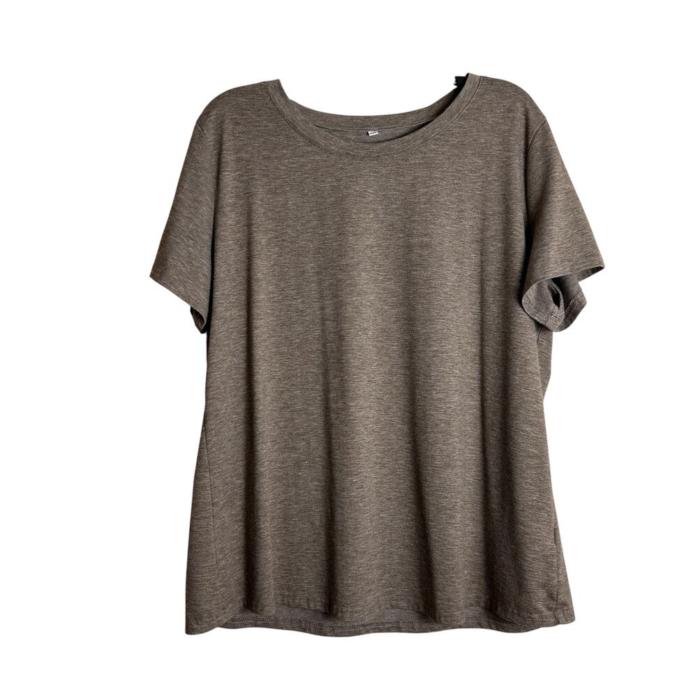 Size 2XL Women's Top Tee T-shirt Brown Saloogoe